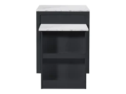 Mesa de bar extensível com arrumação - 133-202 x 70 x 93,5 cm - com 2 gavetas + 4 compartimentos - MDF - preta