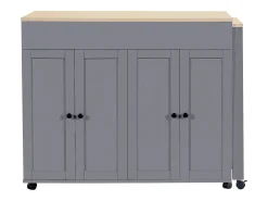 Mesa de bar moderna extensível - 118-180 x 50 x 94,6 cm - com 4 portas + 6 prateleiras - MDF - cinza