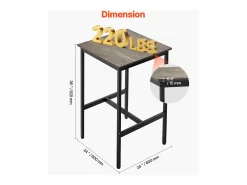 Mesa de Bar SucceBuy, 61 x 61 x 91,4 cm, Mesa Alta de Bar com Estrutura Metálica Robusta, Balcão Alto de Bar Estreito e Comprido, para Cozinha, Sala de Estar