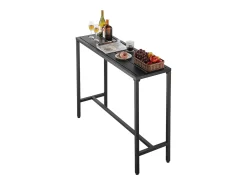 Mesa de Bar SucceBuy Alta Exterior, 120 x 37,5 cm, Mesa de Jantar Retangular, com Tampo Impermeável, Estrutura de Metal Resistente, Mobiliário de Jardim