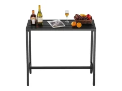 Mesa de Bar SucceBuy Alta Exterior, 120 x 37,5 cm, Mesa de Jantar Retangular, com Tampo Impermeável, Estrutura de Metal Resistente, Mobiliário de Jardim