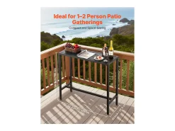 Mesa de Bar SucceBuy Alta Exterior, 100 x 37,5 cm, Mesa de Jantar Retangular, com Tampo Impermeável, Estrutura de Metal Resistente, Mobiliário de Jardim