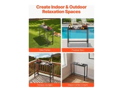 Mesa de Bar SucceBuy Alta Exterior, 100 x 37,5 cm, Mesa de Jantar Retangular, com Tampo Impermeável, Estrutura de Metal Resistente, Mobiliário de Jardim