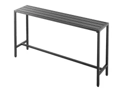 Mesa de Bar SucceBuy Alta Exterior, 160 x 37,5 cm, Mesa de Jantar Retangular, com Tampo Impermeável, Estrutura de Metal Resistente, Mobiliário de Jardim