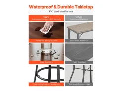 Mesa de Bar SucceBuy Redonda, 60x101 cm, Mesa de Bistrô Alta Exterior, com Tampo, Estrutura de Metal Resistente, Mobiliário de Jardim para Pátio, Terraço
