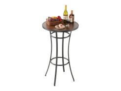 Mesa de Bar SucceBuy Redonda, 60x101 cm, Mesa de Bistrô Alta Exterior, com Tampo, Estrutura de Metal Resistente, Mobiliário de Jardim para Pátio, Terraço