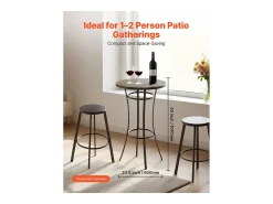 Mesa de Bar SucceBuy Redonda, 60x101 cm, Mesa de Bistrô Alta Exterior, com Tampo, Estrutura de Metal Resistente, Mobiliário de Jardim para Pátio, Terraço