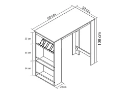 Mesa de bar VCM | Mesa alta com espaço de armazenamento | Dimensões A. 110 x L. 80 x P. 50 cm | Mesa de pé - Oktola (carvalho Sonoma (Sägerau))