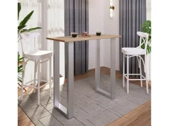 Mesa de bar VCM | Tresen | Mesa em pé | Mesa alta | Mesa de mesa com rolamentos - Xona 110x50 cm (Prata / Sonoma Oak)