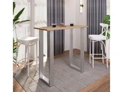 Mesa de bar VCM | Tresen | Mesa em pé | Mesa alta | Mesa de mesa com rolamentos - Xona 110x50 cm (Prata / Sonoma Oak)
