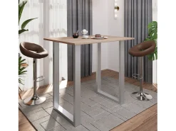 Mesa de bar VCM | Tresen | Mesa em pé | Mesa alta | Mesa de mesa com rolamentos - Xona 110x80 cm (Prata / Sonoma Oak)