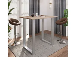 Mesa de bar VCM | Tresen | Mesa em pé | Mesa alta | Mesa de mesa com rolamentos - Xona 110x80 cm (Prata / Sonoma Oak)