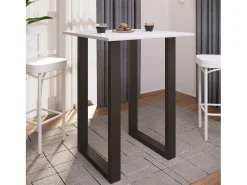 Mesa de bar VCM | Tresen | Mesa em pé | Mesa alta | Mesa de mesa com rolamentos - Xona 80x50 cm (Preto / Branco)