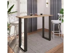 Mesa de bar VCM | Tresen | Mesa em pé | Mesa alta | Mesa de mesa com rolamentos - Xona 140x50 cm (Preto / Sonoma Oak)
