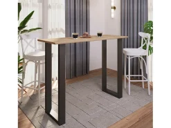 Mesa de bar VCM | Tresen | Mesa em pé | Mesa alta | Mesa de mesa com rolamentos - Xona 140x50 cm (Preto / Sonoma Oak)