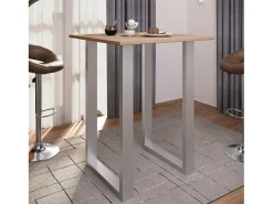 Mesa de bar VCM | Tresen | Mesa em pé | Mesa alta | Mesa de mesa com rolamentos - Xona 80x80 cm (Prata / Sonoma Oak)