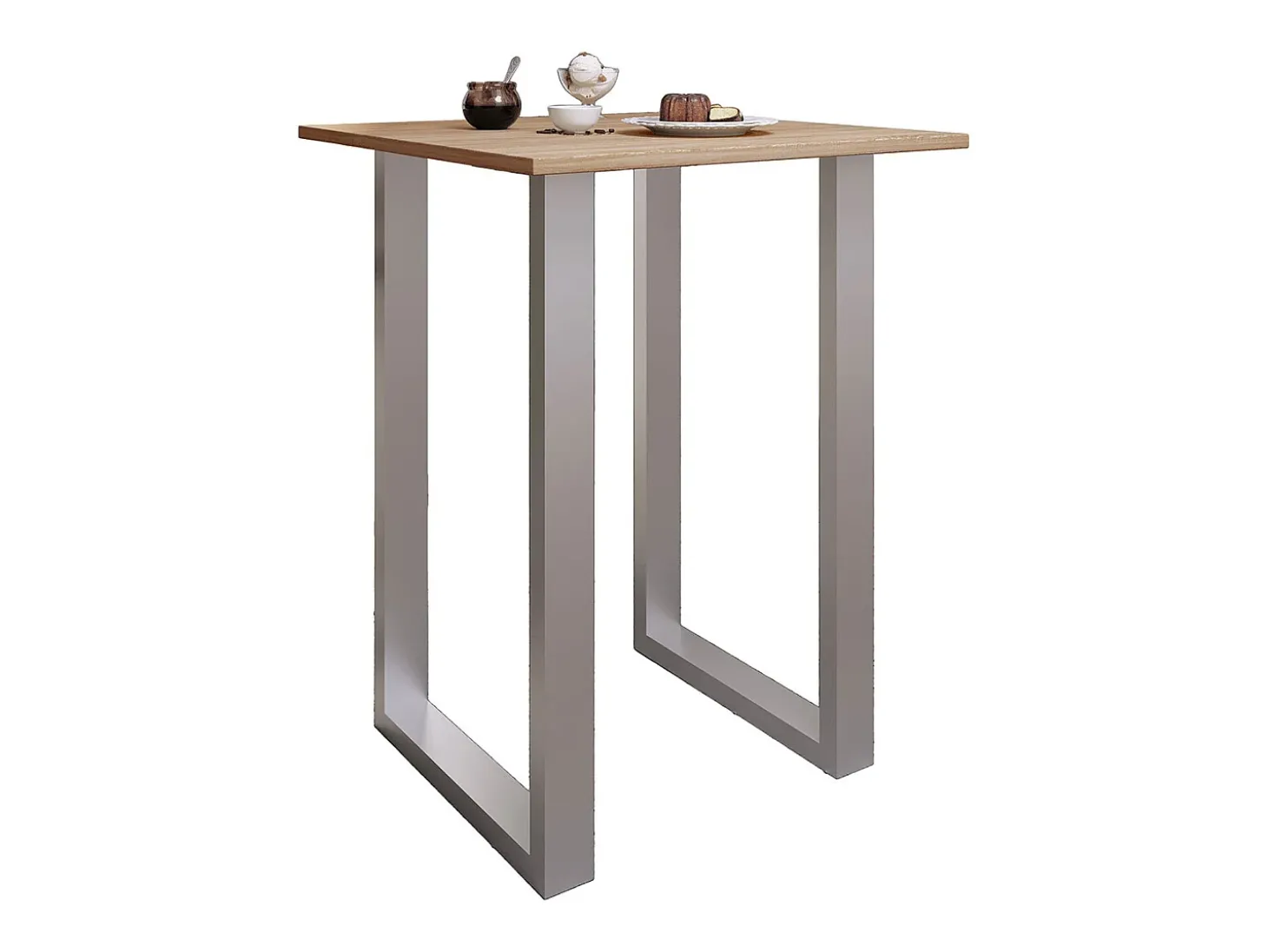 Mesa de bar VCM | Tresen | Mesa em pé | Mesa alta | Mesa de mesa com rolamentos - Xona 80x80 cm (Prata / Sonoma Oak)