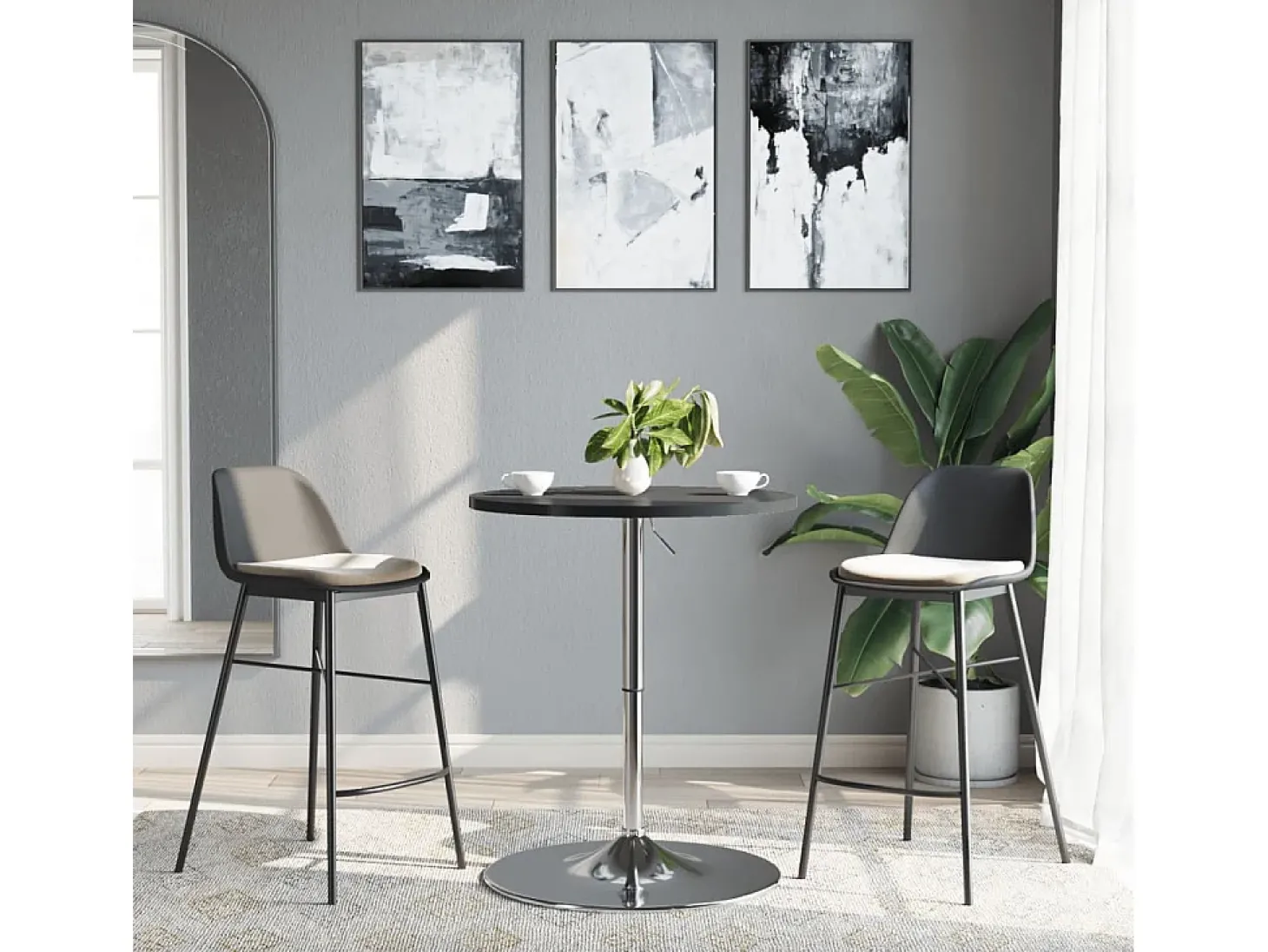 Mesa de bar 60x60x90 cm derivados de madeira/aço cromado preto PT924526