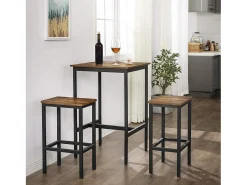 Mesa de Bar 60x60x90 cm preto rústico castanho