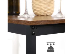 Mesa de Bar 60x60x90 cm preto rústico castanho
