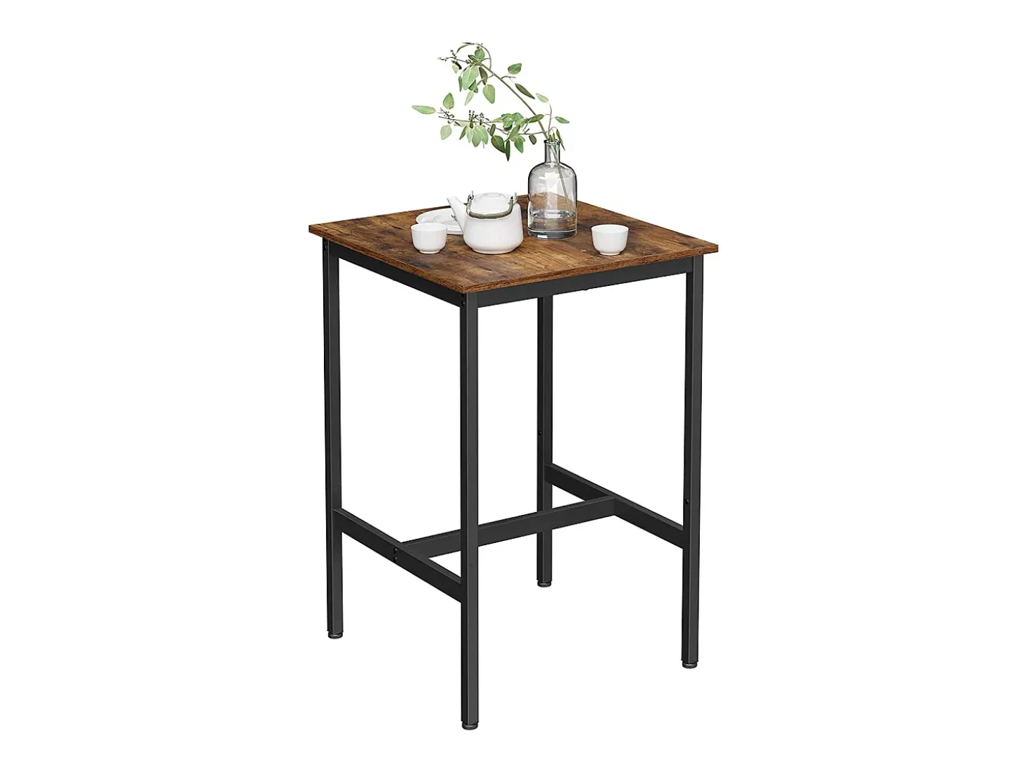Mesa de Bar 60x60x90 cm preto rústico castanho
