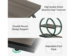 Mesa de Cabeceira, Mesa de Cabeceira Estreita com 3 Prateleiras de Armazenamento, Mesa Lateral Cinza com Molduras de Metal Preto