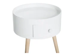 Mesa de cabeceira, mesa lateral com tampo elevado e pés de madeira, φ38 x 45 cm, MDF+Madeira