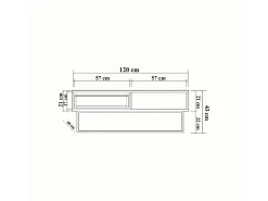 Mesa de café Dbellod, Mesa de café baixa, Porta-revistas de sofá,Prateleira de sala, 120x60h43 cm, Noz e Preto