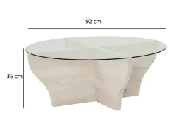 Mesa de café Dborrell, Mesa baixa dPara café, Porta-revistas para sofá, Prateleira para sala de estar, 92x92h36 cm, Branco
