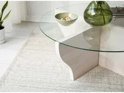 Mesa de café Dborrell, Mesa baixa dPara café, Porta-revistas para sofá, Prateleira para sala de estar, 92x92h36 cm, Branco