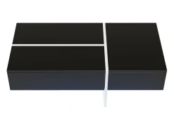 Mesa de café de 3 -acumulada, com LEDs e aplicativo, painel de partículas, preto e branco, 100x50 x34.5cm