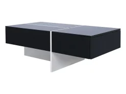 Mesa de café de 3 -acumulada, com LEDs e aplicativo, painel de partículas, preto e branco, 100x50 x34.5cm