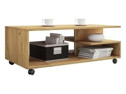 Mesa de café de madeira VCM Sofatic Sala de estar Mesa de rolamento Mesa de café Stango XL (carvalho de mel)