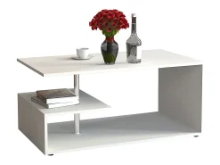 Mesa de café de madeira VCM Sofatic Sala de estar Mesa de mesa lateral Mesa de café Maliso M (Branco)