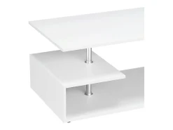 Mesa de café de madeira VCM Sofatic Sala de estar Mesa de mesa lateral Mesa de café Maliso M (Branco)