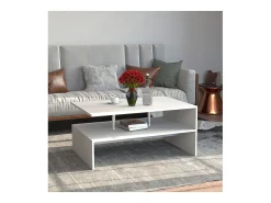 Mesa de café de madeira VCM Sofatic Sala de estar Mesa de mesa lateral Mesa de café Maliso L (Branco)