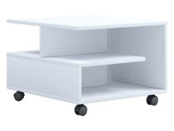 Mesa de café de madeira VCM Sofatic Sala de estar Mesa de rolamento Mesa de café Stango S (Branco)