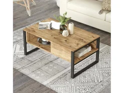 Mesa de café Dfranzos, Mesa de café, Suporte para sofá, Prateleira de sala, 100x60h44 cm, Carvalho