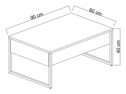 Mesa de café Dgiagnon, Mesa de café, Porta-revistas pEr sofá, prateleira de sala de estar, 90x60h40 cm, nogueira e ouro