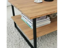 Mesa de café DlionetT, Mesa baixa para café, Porta-revistas para sofá, Prateleira para sala de estar, 85x60h40 cm, Carvalho
