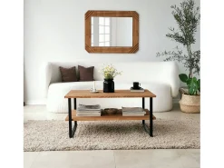 Mesa de café DlionetT, Mesa baixa para café, Porta-revistas para sofá, Prateleira para sala de estar, 85x60h40 cm, Carvalho