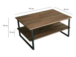 Mesa de café Dlionett, Mesa baixa de café, Porta-revistas para sofá, Prateleira para sala de estar, 85x60h40 cm, Noz