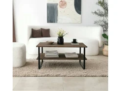 Mesa de café Dlionett, Mesa baixa de café, Porta-revistas para sofá, Prateleira para sala de estar, 85x60h40 cm, Noz