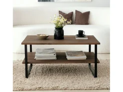 Mesa de café Dlionett, Mesa baixa de café, Porta-revistas para sofá, Prateleira para sala de estar, 85x60h40 cm, Noz