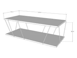 Mesa de café Dmarches, Mesa baixa de café, Porta-revistas para sofá, Prateleira de sala de estar, 120x50h30 cm, Antracite e Preto