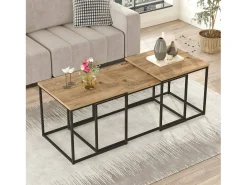 Mesa de café Dnocer, Mesa de café, Suporte de mesa para sofá, Prateleira de sala, 190x50h48 cm, Carvalho