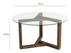Mesa de café Dperalt, Mesa de café, Suporte de mesa para sofá, Prateleira para sala de estar, 75x75h40 cm, Nogueira