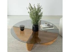 Mesa de café Dpere, Mesa de café, Porta-revistas para sofá, Prateleira para sala de estar, 90x90h30 cm, Carvalho