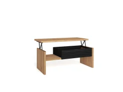 Mesa de Café Elevatória, 110x50x45cm, Móveis Sala Estar, Carvalho e preto