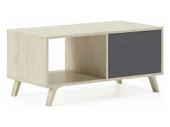 Mesa de café modelo WIND, cor Carvalho e Cinza Antracite, 92x50x45cm.
